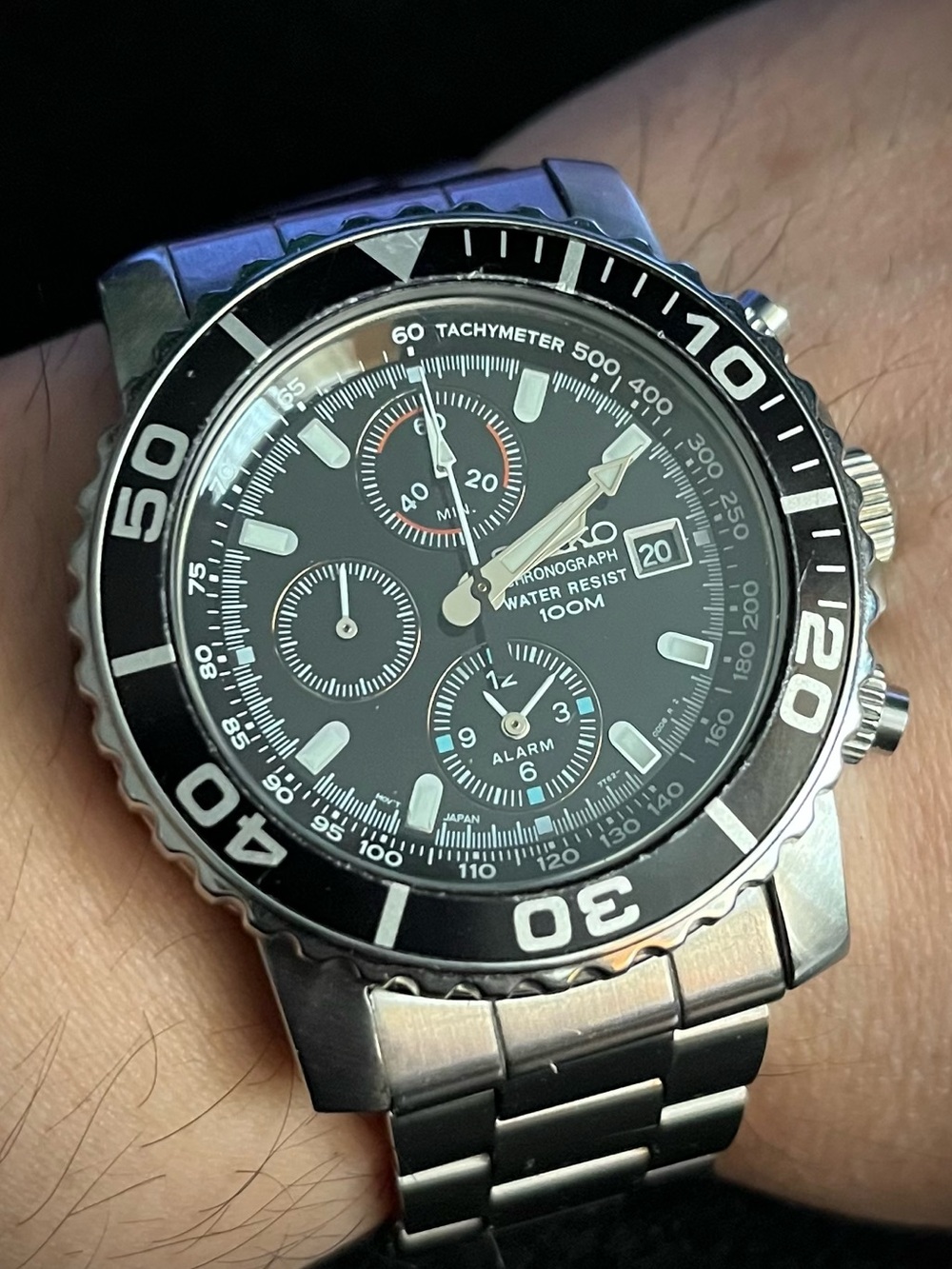 SEIKO Chronograph 7T62-0CV0 Quartz Men's Watch Black Dial
